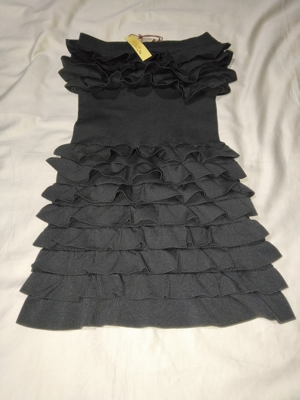 New Mix Black Ruffle Mini Dress